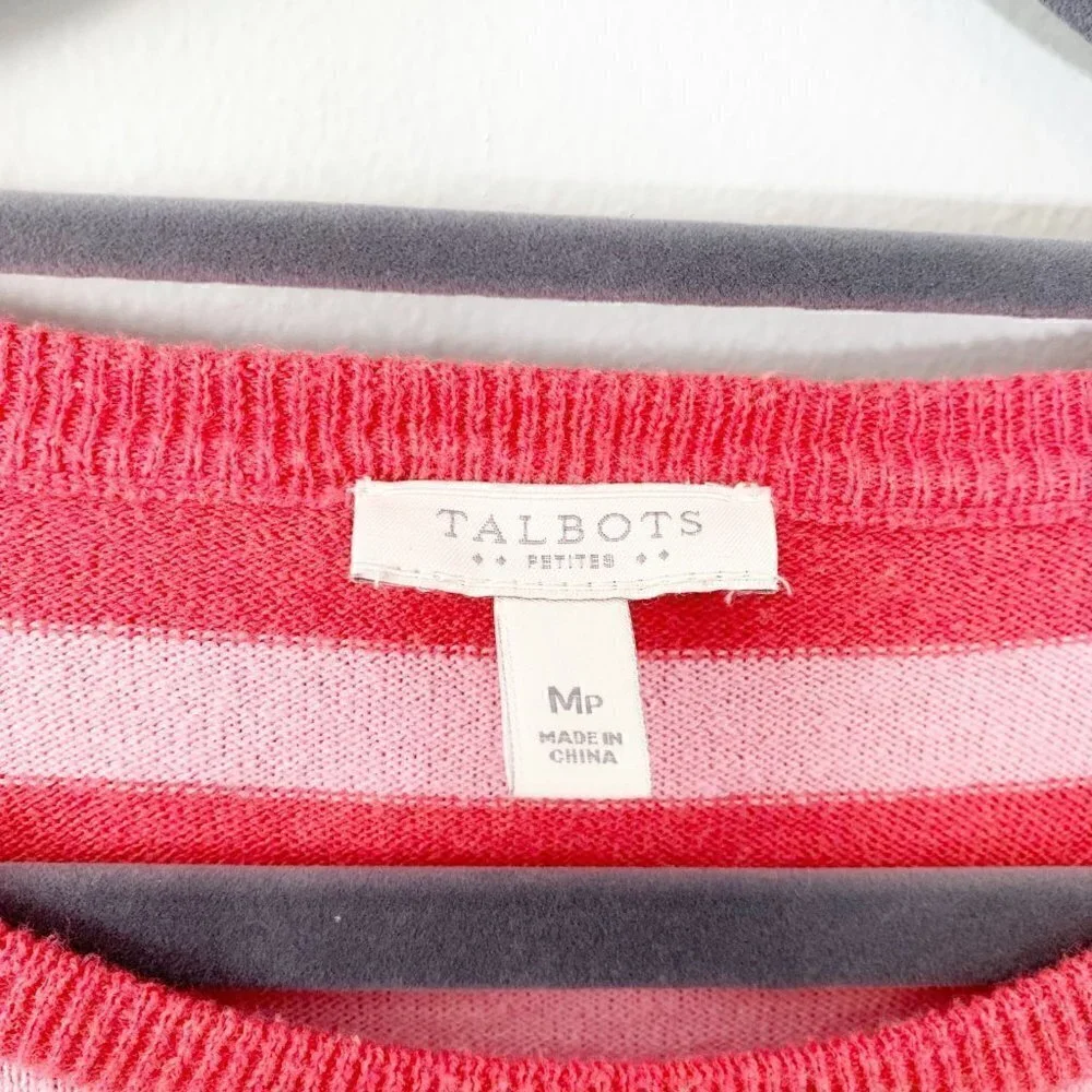 Talbots Sweater Women‎ MP Multi Colorblock Striped Zipper Shoulder 3/4 Sleeve